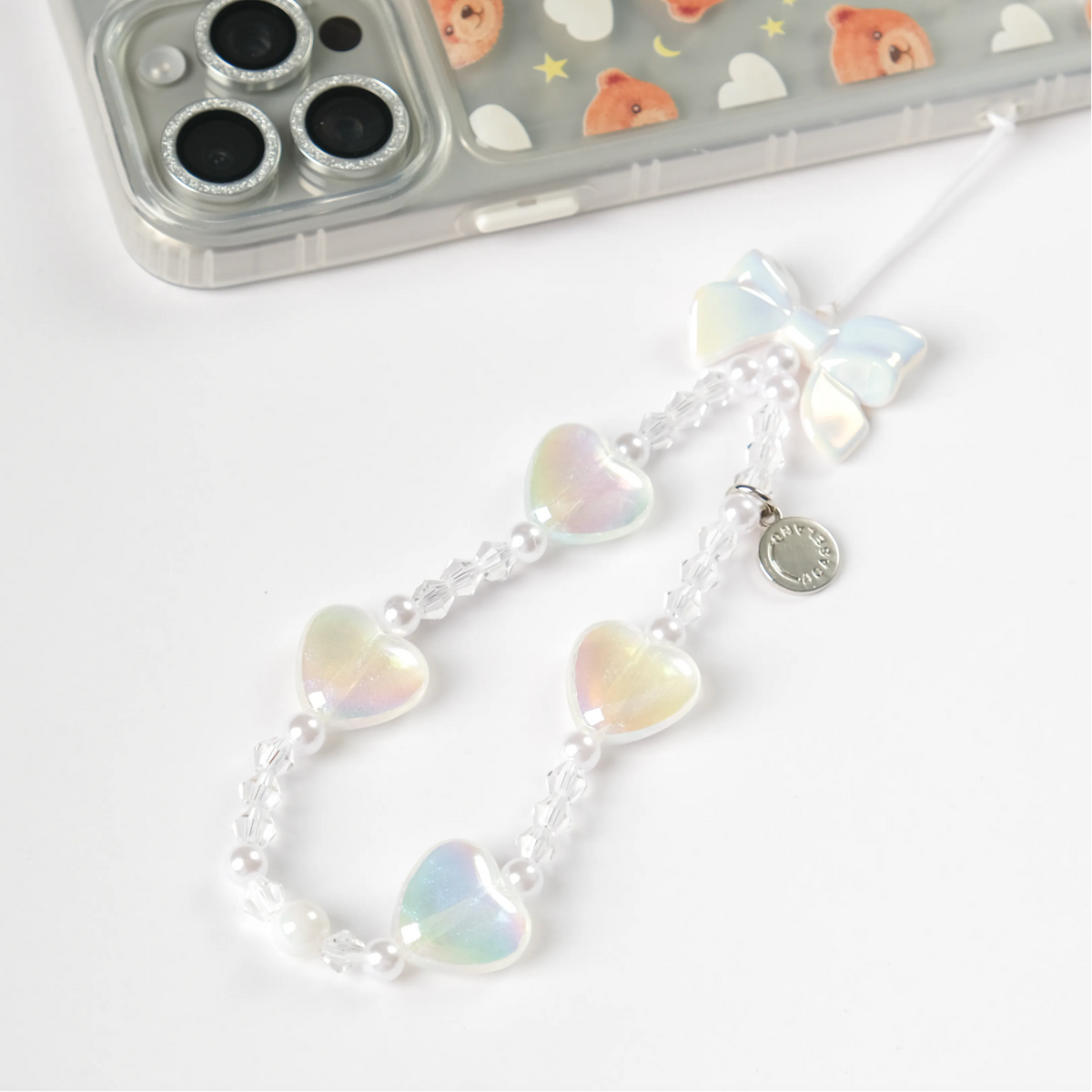 LOVE Heart Bowtie Crystal 手機串珠掛繩