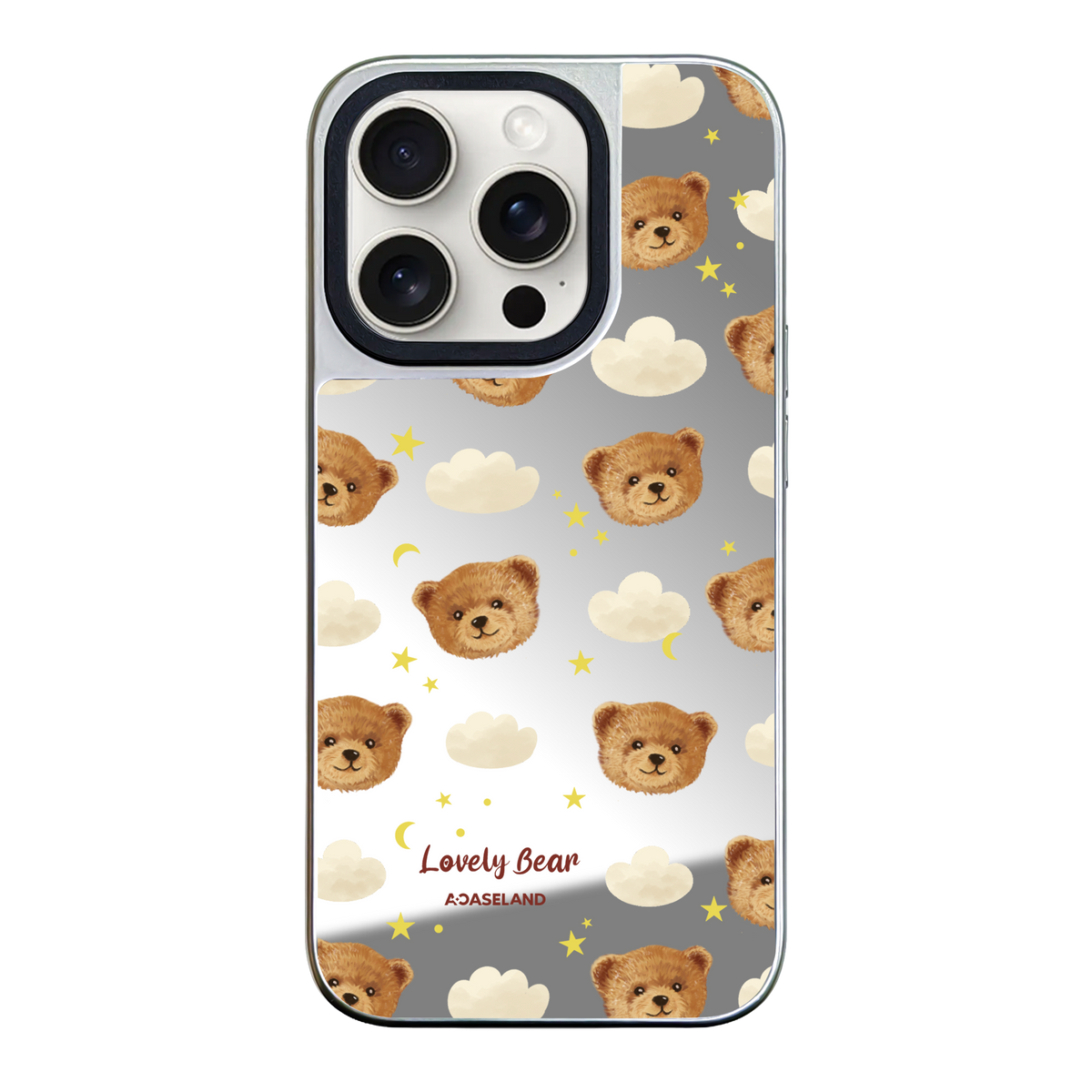 Lovely Bear 銀邊鏡面手機殼|MagSafe 兼容