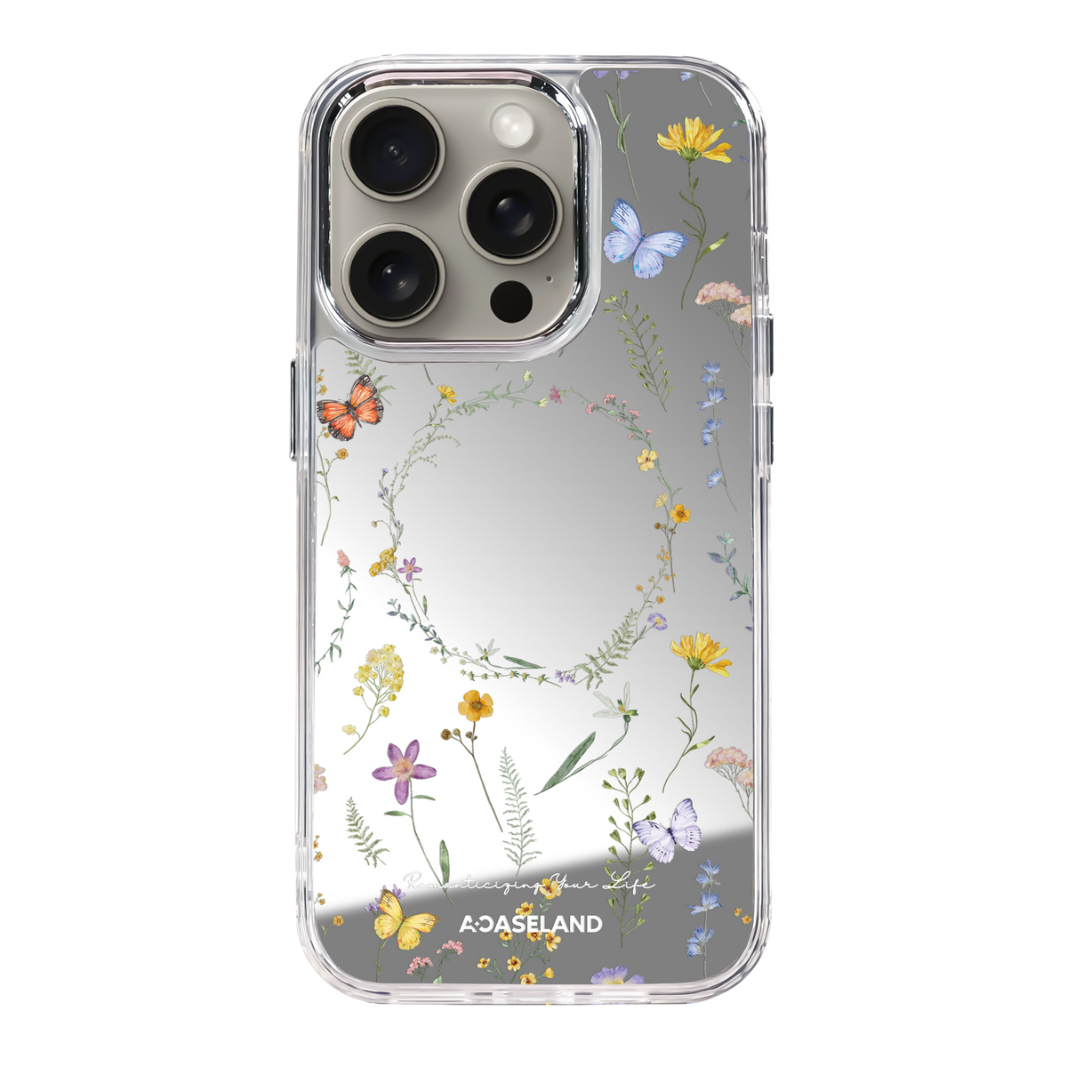Butterfly x Wildflowers 透明邊鏡面手機殼