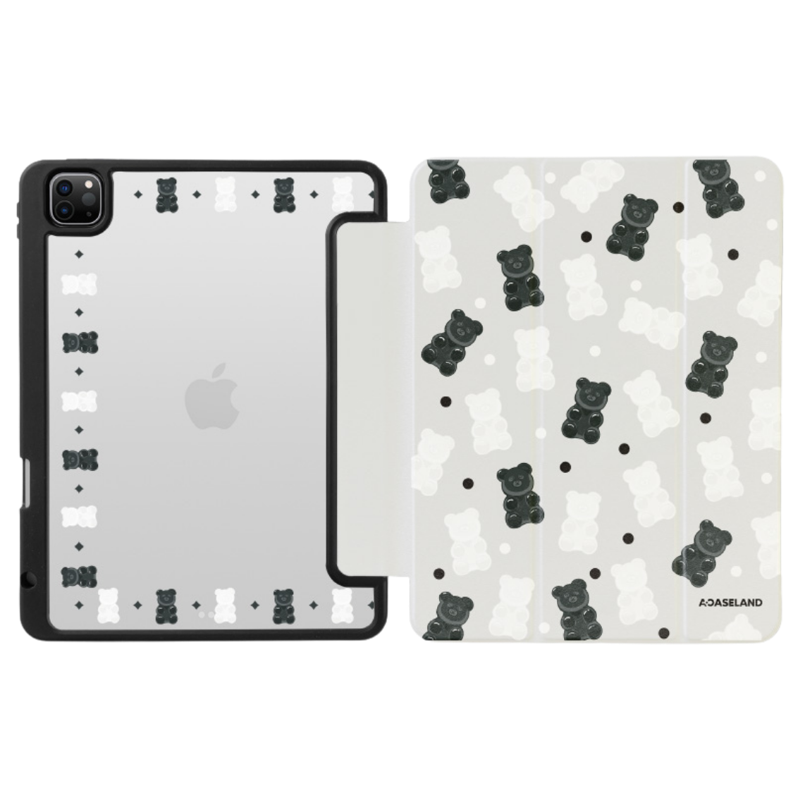 Dotty Mono Gummy Bear iPad 三折式亞加力保護殻 (帶筆槽)