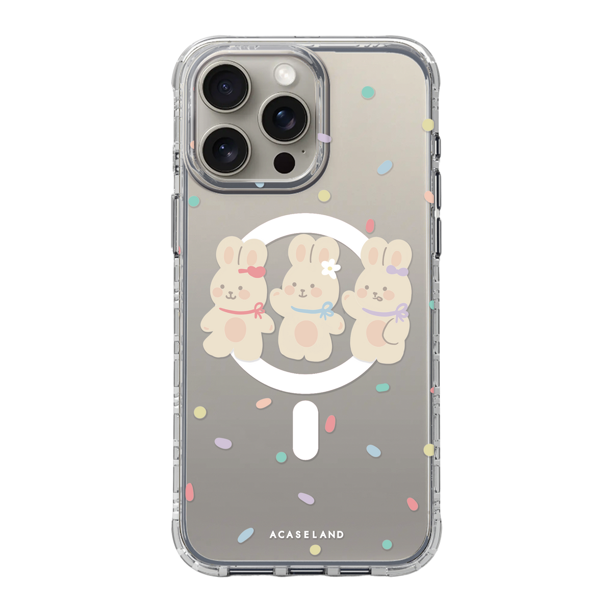Three Bunny Pals 氣墊防摔手機護殻|MagSafe 兼容|客製化文字