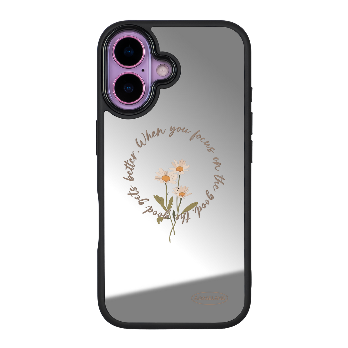 復古小花環 黑色邊鏡面手機殼2.0|MagSafe 兼容