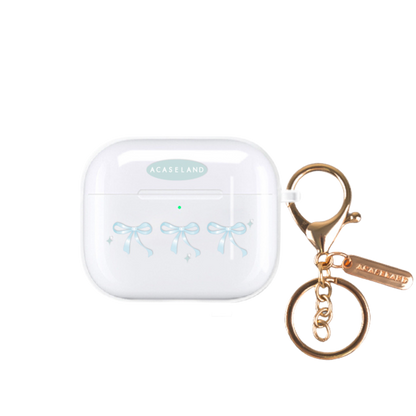 蝴蝶結 Blue Ver. AirPods 透明軟殻｜客製化文字