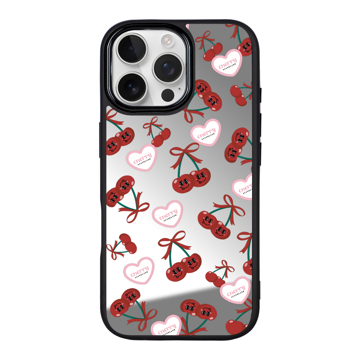 Sweet Cherry Pattern 黑邊鏡面手機殼2.0｜MagSafe 兼容