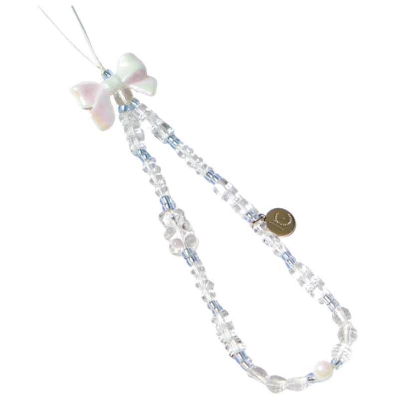 Bowtie & Bear Clear Crystal 手機串珠掛繩