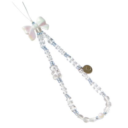 Bowtie & Bear Clear Crystal 手機串珠掛繩
