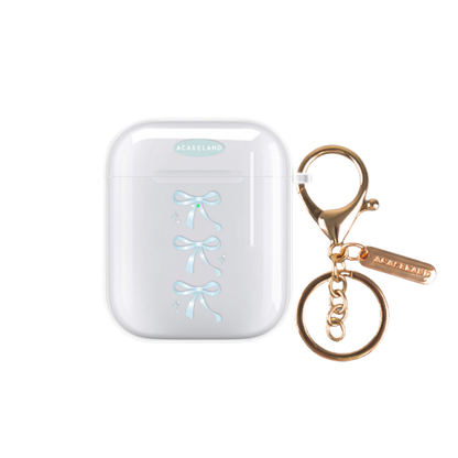 蝴蝶結 Blue Ver. AirPods 透明軟殻｜客製化文字