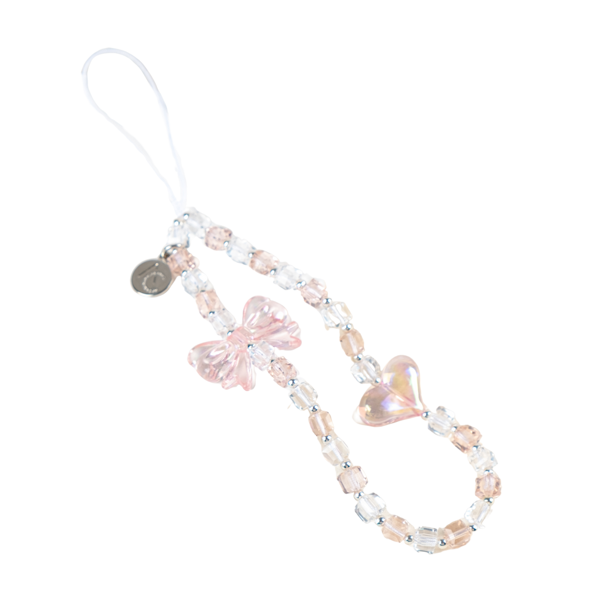 Kawaii Bowtie Pink Crystal 手機串珠掛繩