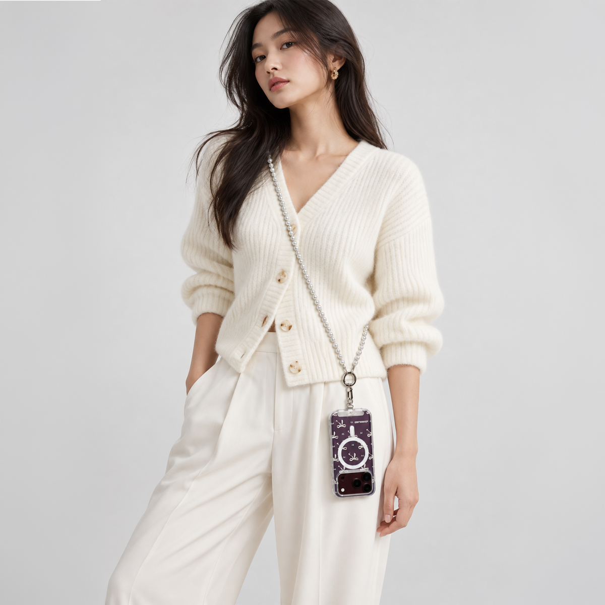 Pearl Muse｜珍珠三合一手機掛鏈