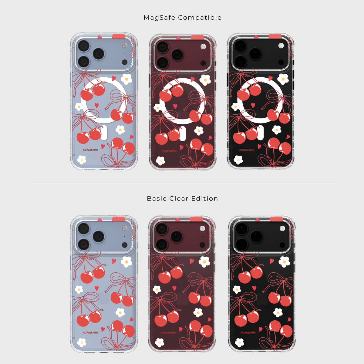 Cherry & Red Ribbon 氣墊防摔手機護殻｜MagSafe 兼容