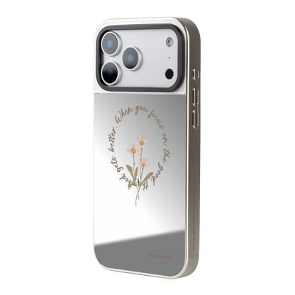 復古小花環 銀邊鏡面手機殼｜MagSafe 兼容