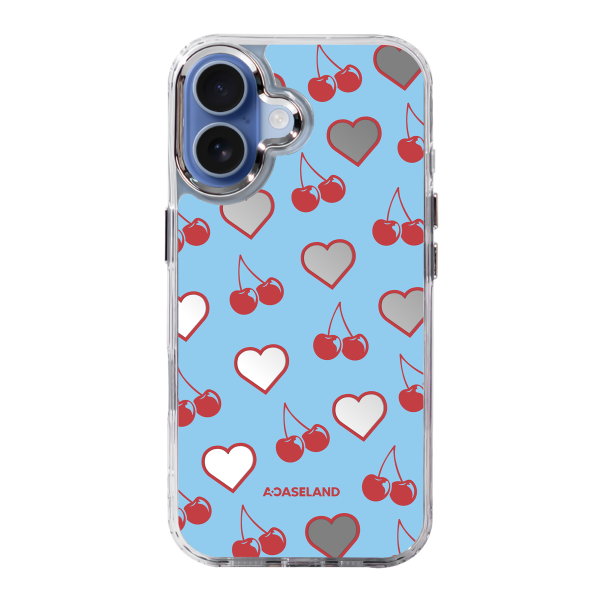 Cherry Hearts 透明邊鏡面手機殼