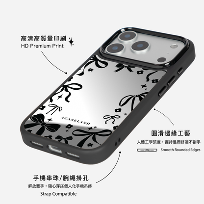 絲帶蝴蝶結框 黑邊鏡面手機殼2.0｜MagSafe 兼容