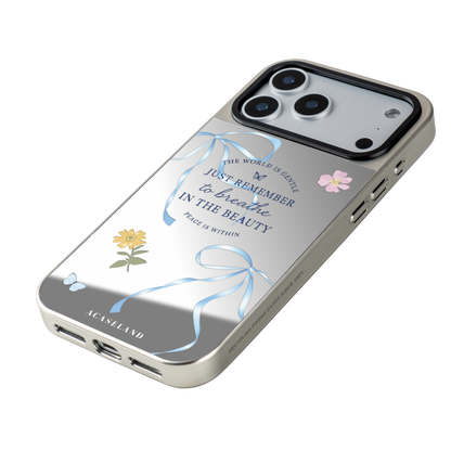 藍調花語・蝴蝶結 銀邊鏡面手機殼｜MagSafe 兼容