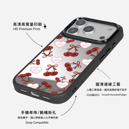 Sweet Cherry Pattern 黑邊鏡面手機殼2.0｜MagSafe 兼容