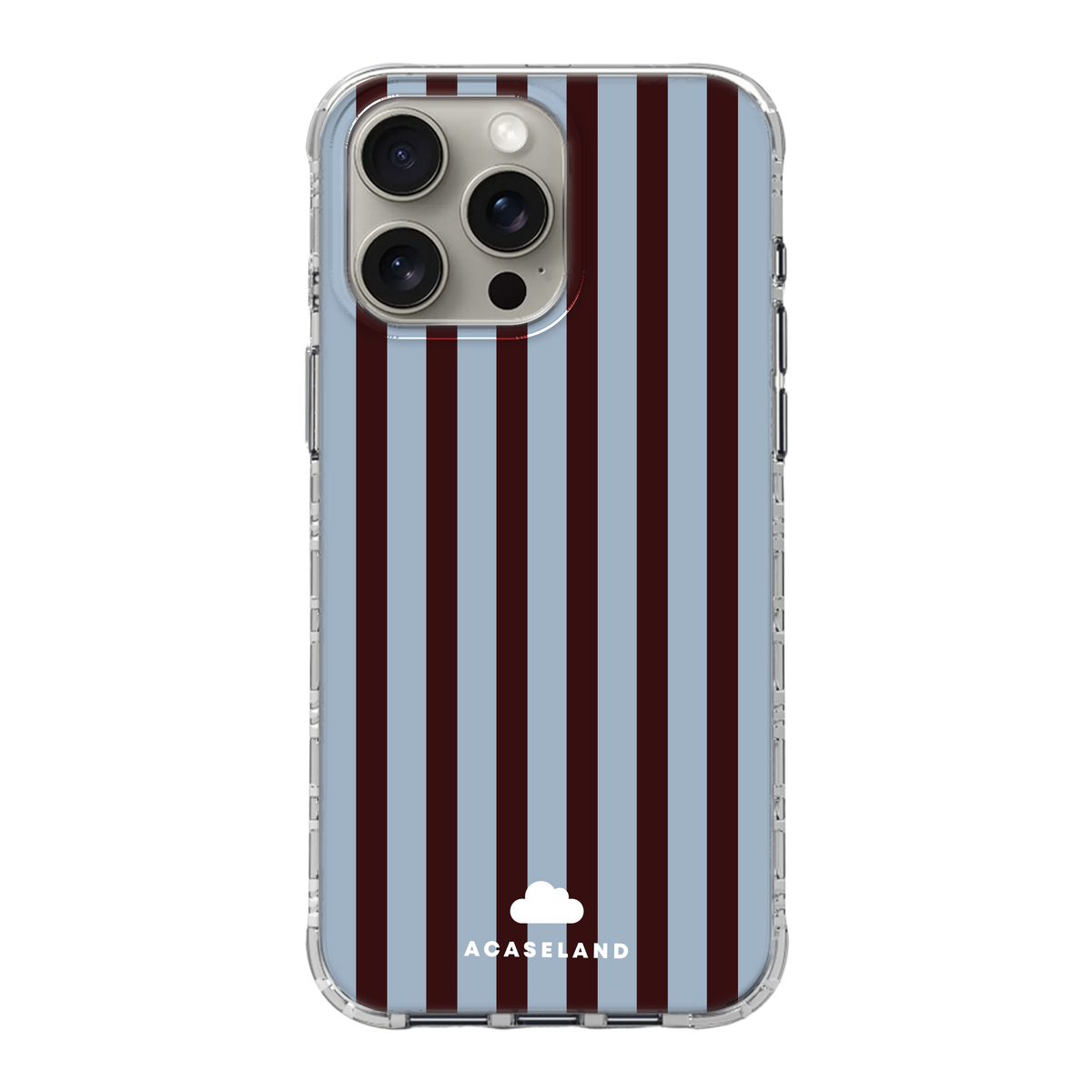 Vintage Stripes 霧藍×深焦糖棕 氣墊防摔手機護殼｜MagSafe 兼容
