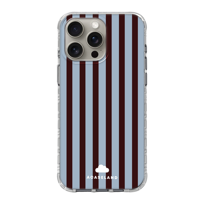 Vintage Stripes 霧藍×深焦糖棕 氣墊防摔手機護殼｜MagSafe 兼容