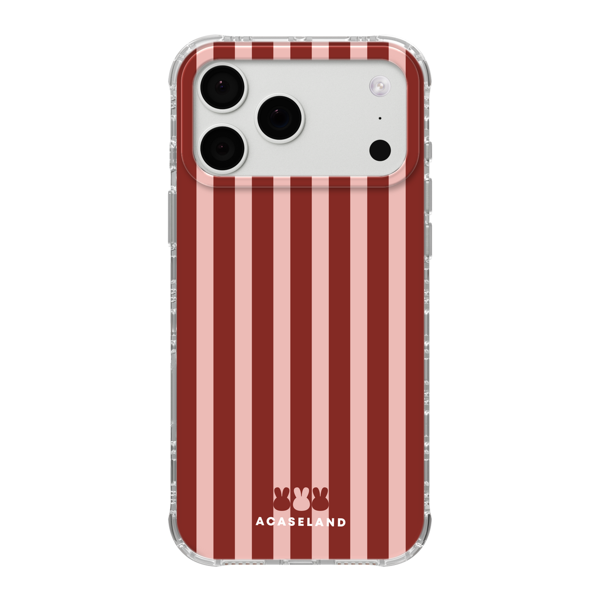 Vintage Stripes 櫻粉×酒紅 氣墊防摔手機殼｜MagSafe 兼容