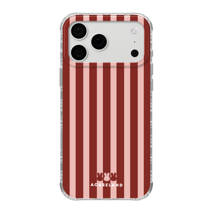 Vintage Stripes 櫻粉×酒紅 氣墊防摔手機殼｜MagSafe 兼容