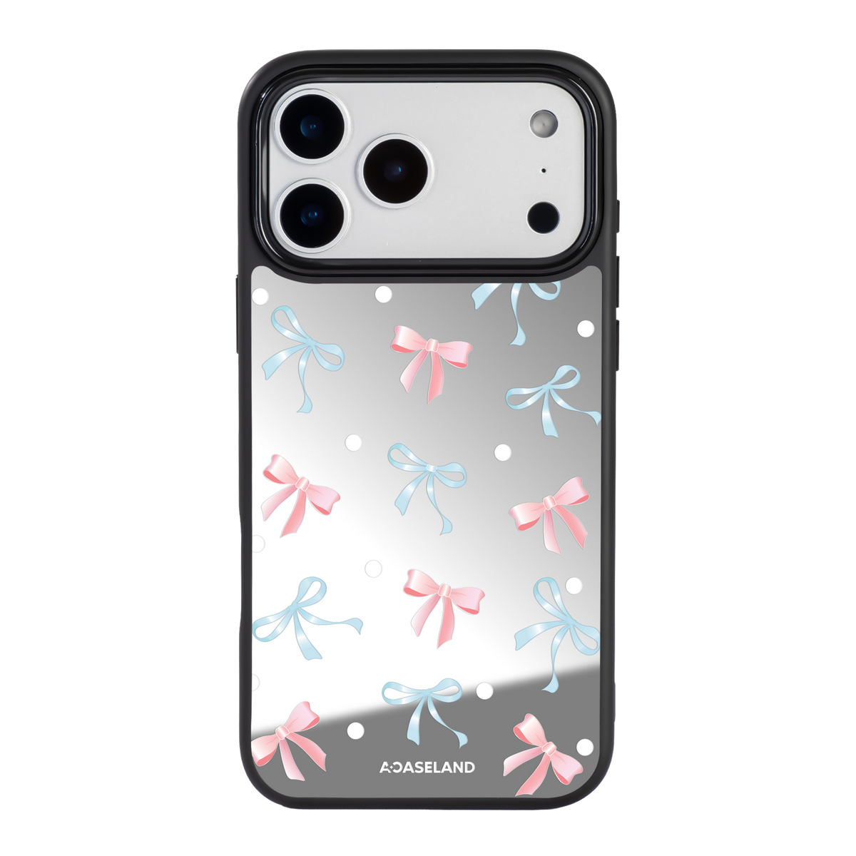 蝴蝶結 Pink x Blue 黑邊鏡面手機殼2.0｜MagSafe 兼容