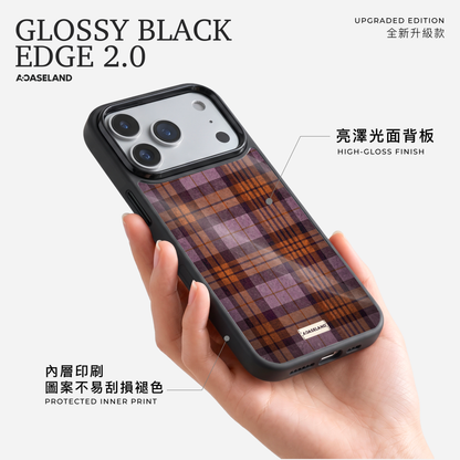 暮色紫棕色格｜黑邊手機殼 2.0・亮面｜MagSafe 兼容