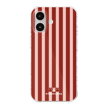 Vintage Stripes 櫻粉×酒紅 氣墊防摔手機殼｜MagSafe 兼容