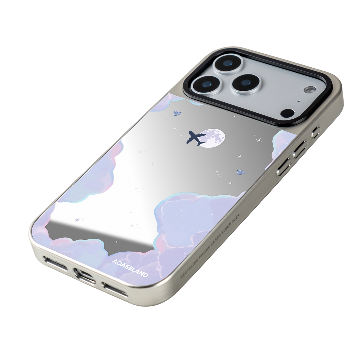 Dreamy Cloud 銀邊鏡面手機殼｜MagSafe 兼容｜客製化文字