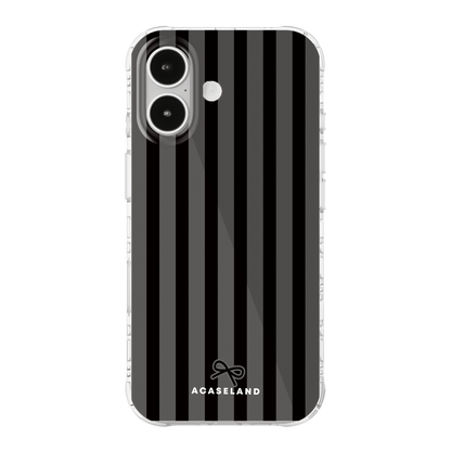 Vintage Stripes 霧灰×暗黑 氣墊防摔手機護殼｜MagSafe 兼容