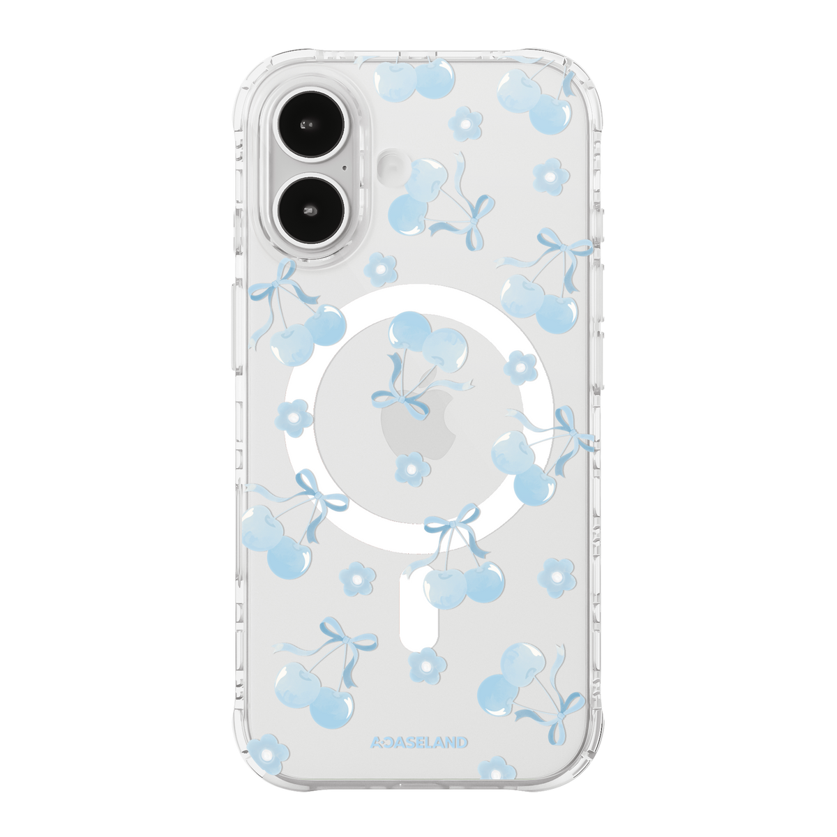 Baby Blue Cherry & Bow 氣墊防摔手機護殻｜MagSafe 兼容