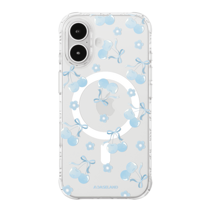 Baby Blue Cherry & Bow 氣墊防摔手機護殻｜MagSafe 兼容