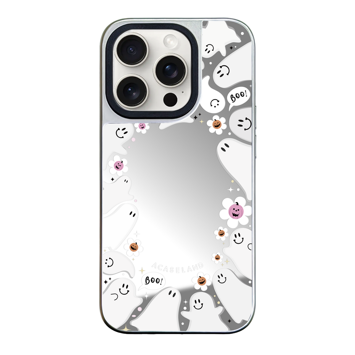 Ghost Party 銀邊鏡面手機殼｜MagSafe 兼容