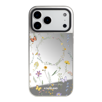 Butterfly x Wildflowers 銀邊鏡面手機殼｜MagSafe 兼容