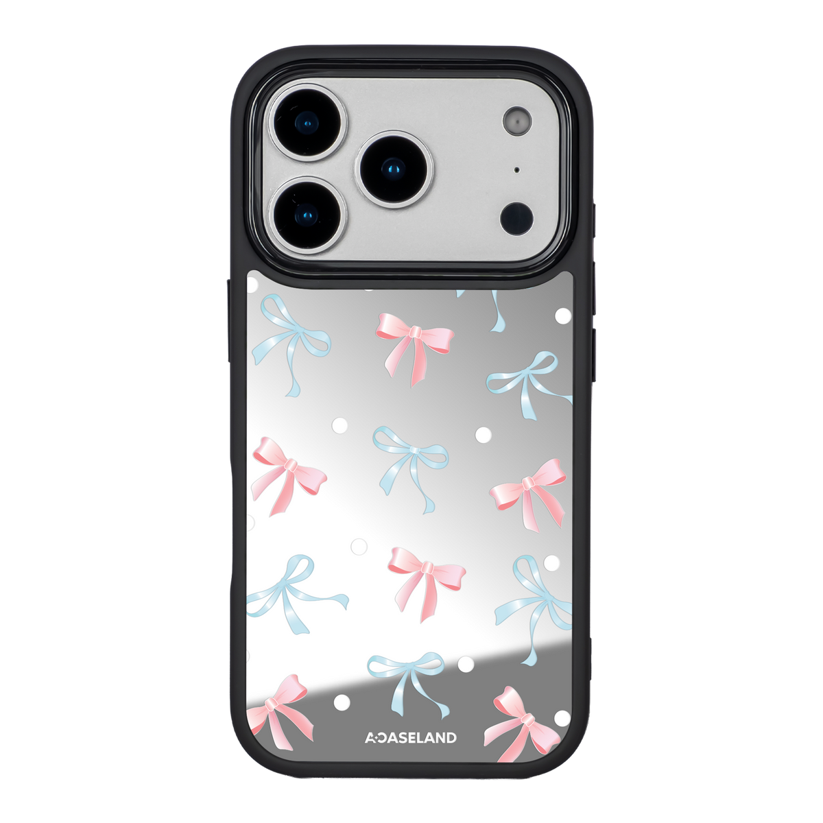 蝴蝶結 Pink x Blue 黑邊鏡面手機殼2.0｜MagSafe 兼容