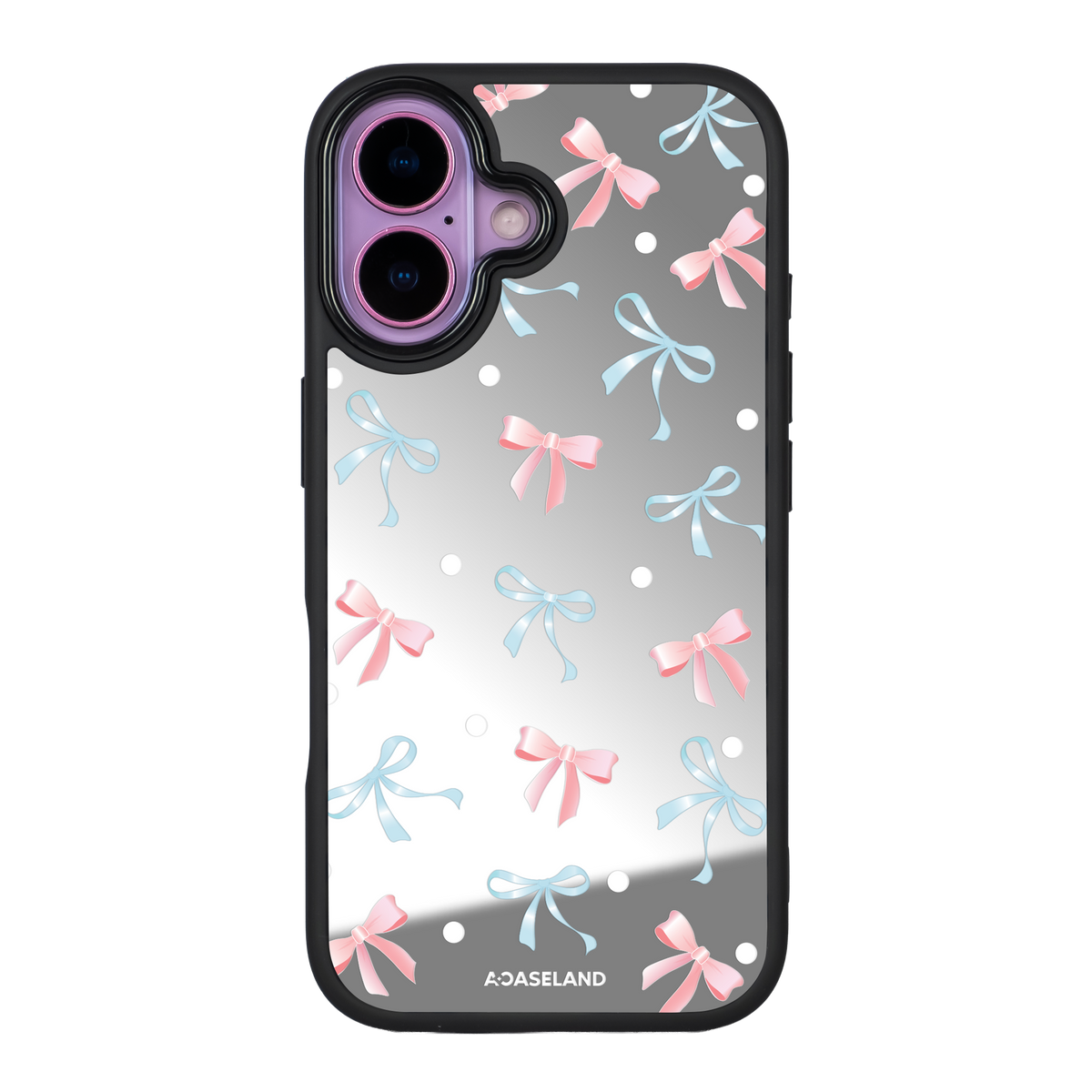 蝴蝶結 Pink x Blue 黑邊鏡面手機殼2.0｜MagSafe 兼容