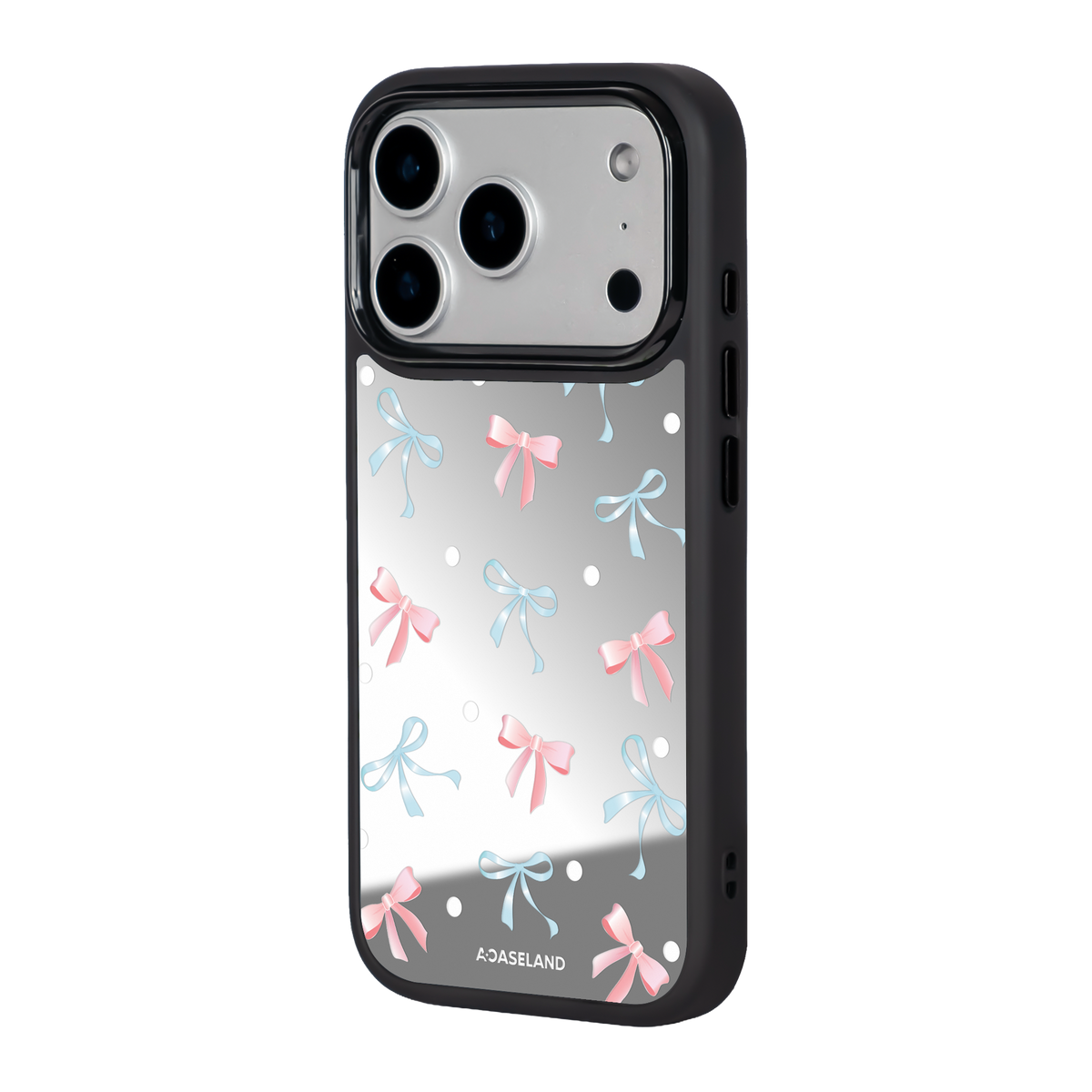 蝴蝶結 Pink x Blue 黑邊鏡面手機殼2.0｜MagSafe 兼容