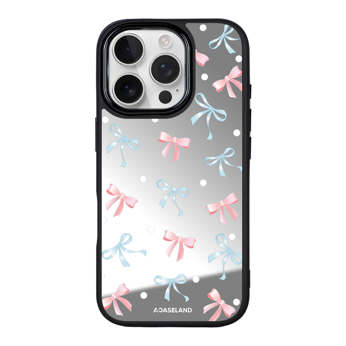 蝴蝶結 Pink x Blue 黑邊鏡面手機殼2.0｜MagSafe 兼容