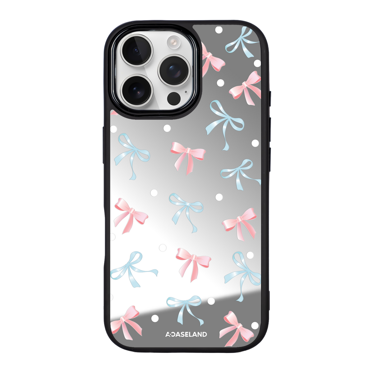 蝴蝶結 Pink x Blue 黑邊鏡面手機殼2.0｜MagSafe 兼容