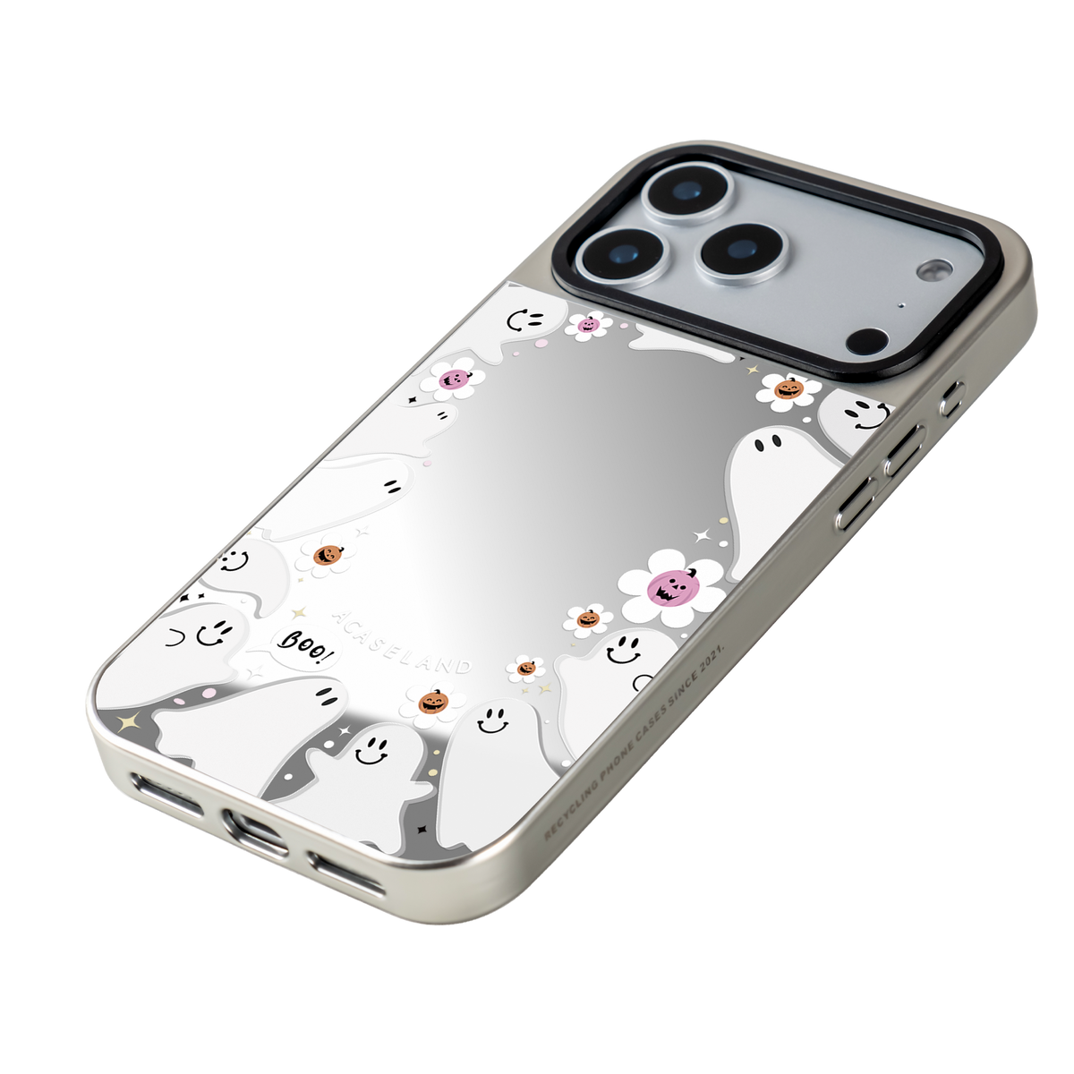 Ghost Party 銀邊鏡面手機殼｜MagSafe 兼容
