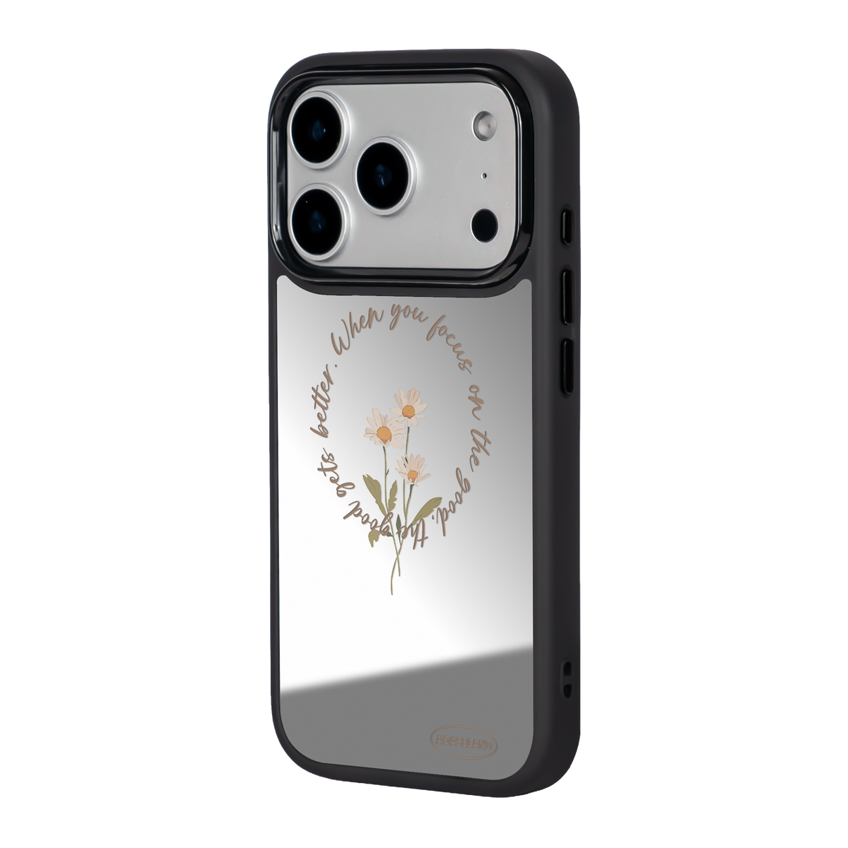 復古小花環 黑色邊鏡面手機殼2.0｜MagSafe 兼容
