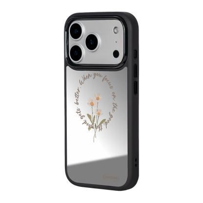 復古小花環 黑色邊鏡面手機殼2.0｜MagSafe 兼容