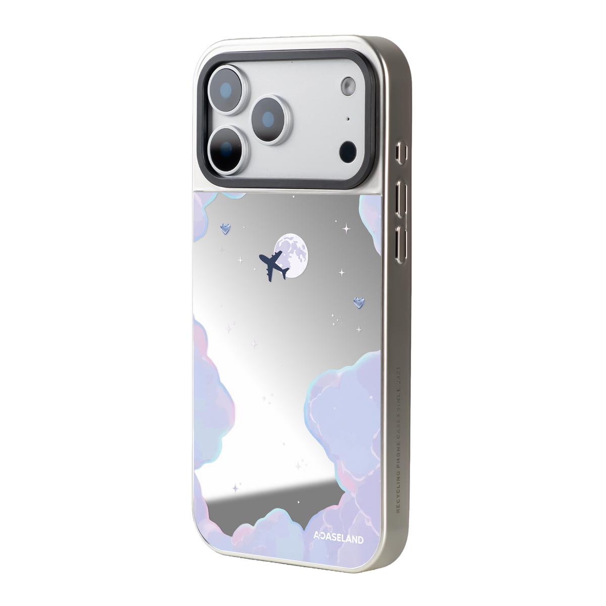 Dreamy Cloud 銀邊鏡面手機殼｜MagSafe 兼容｜客製化文字