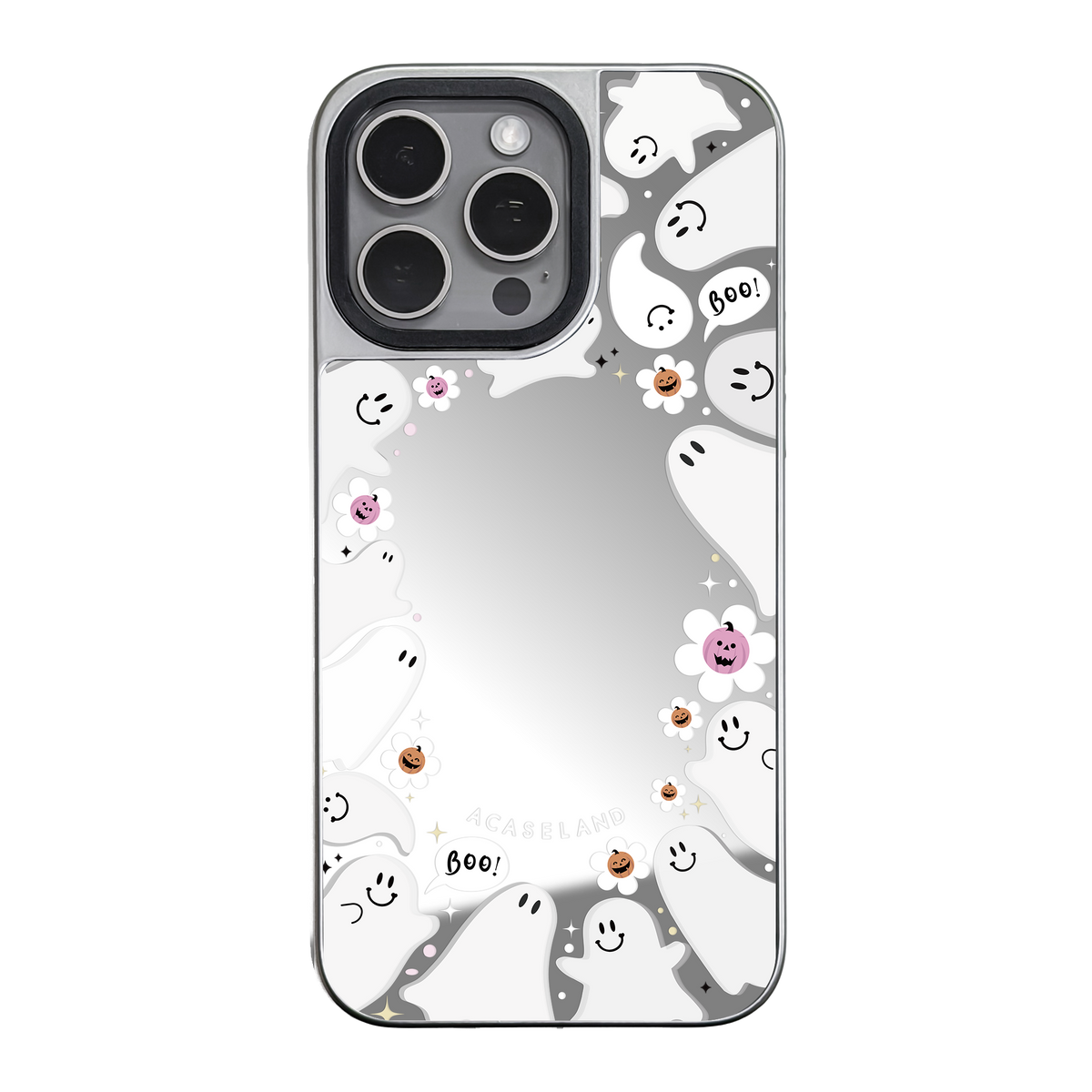 Ghost Party 銀邊鏡面手機殼｜MagSafe 兼容
