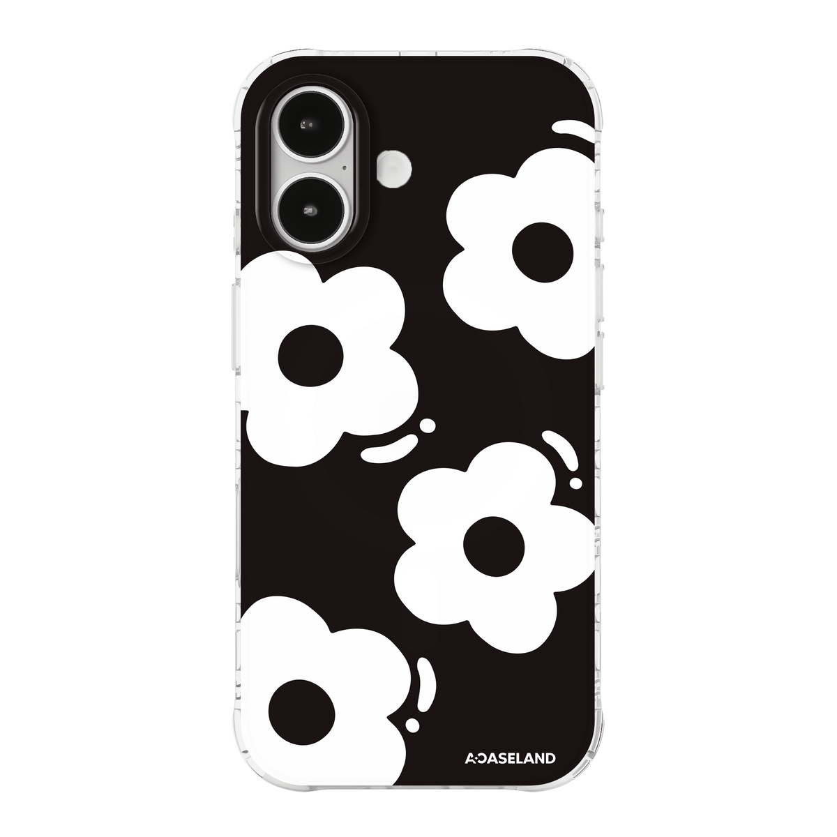 Hello Flower【Black】氣墊防摔手機護殻｜MagSafe 兼容｜客製化文字
