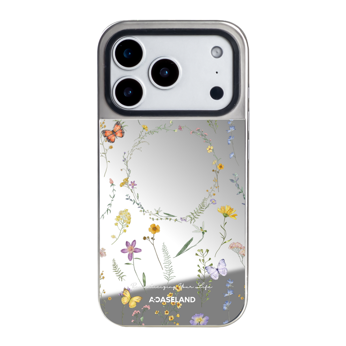 Butterfly x Wildflowers 銀邊鏡面手機殼｜MagSafe 兼容