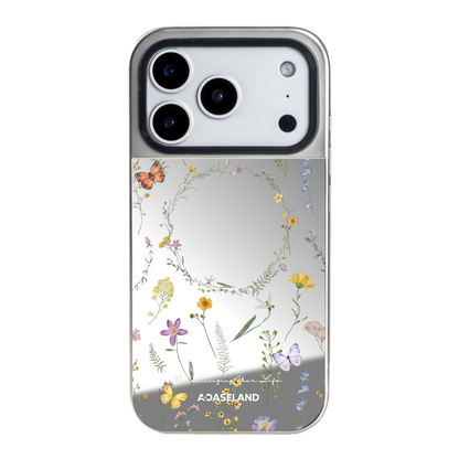 Butterfly x Wildflowers 銀邊鏡面手機殼｜MagSafe 兼容