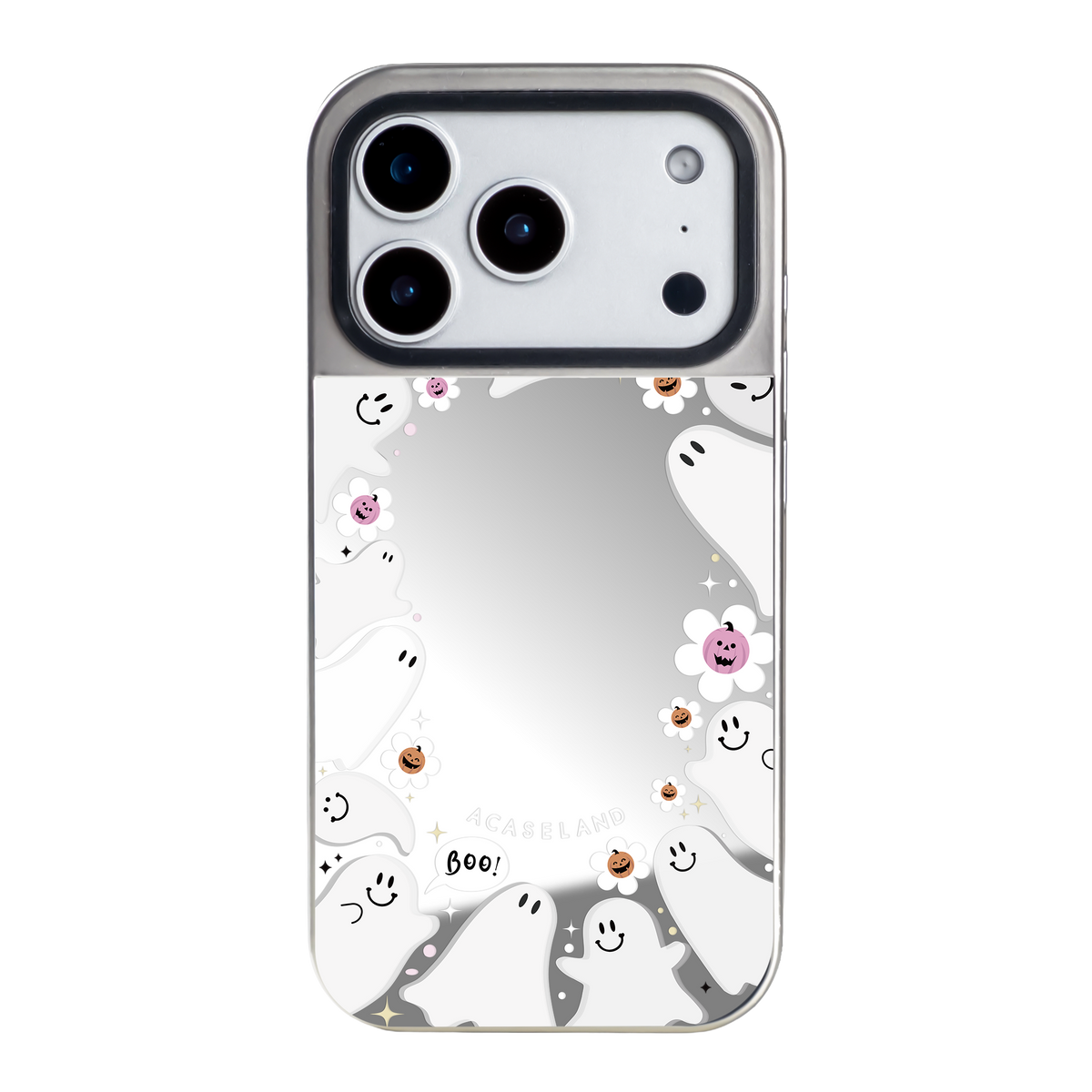 Ghost Party 銀邊鏡面手機殼｜MagSafe 兼容