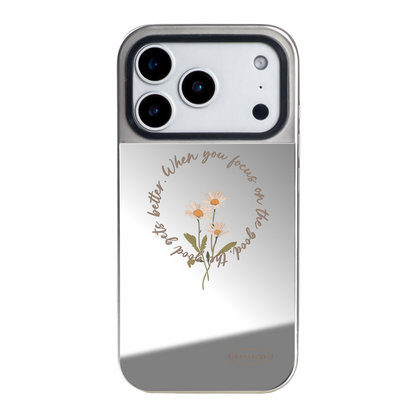 復古小花環 銀邊鏡面手機殼｜MagSafe 兼容