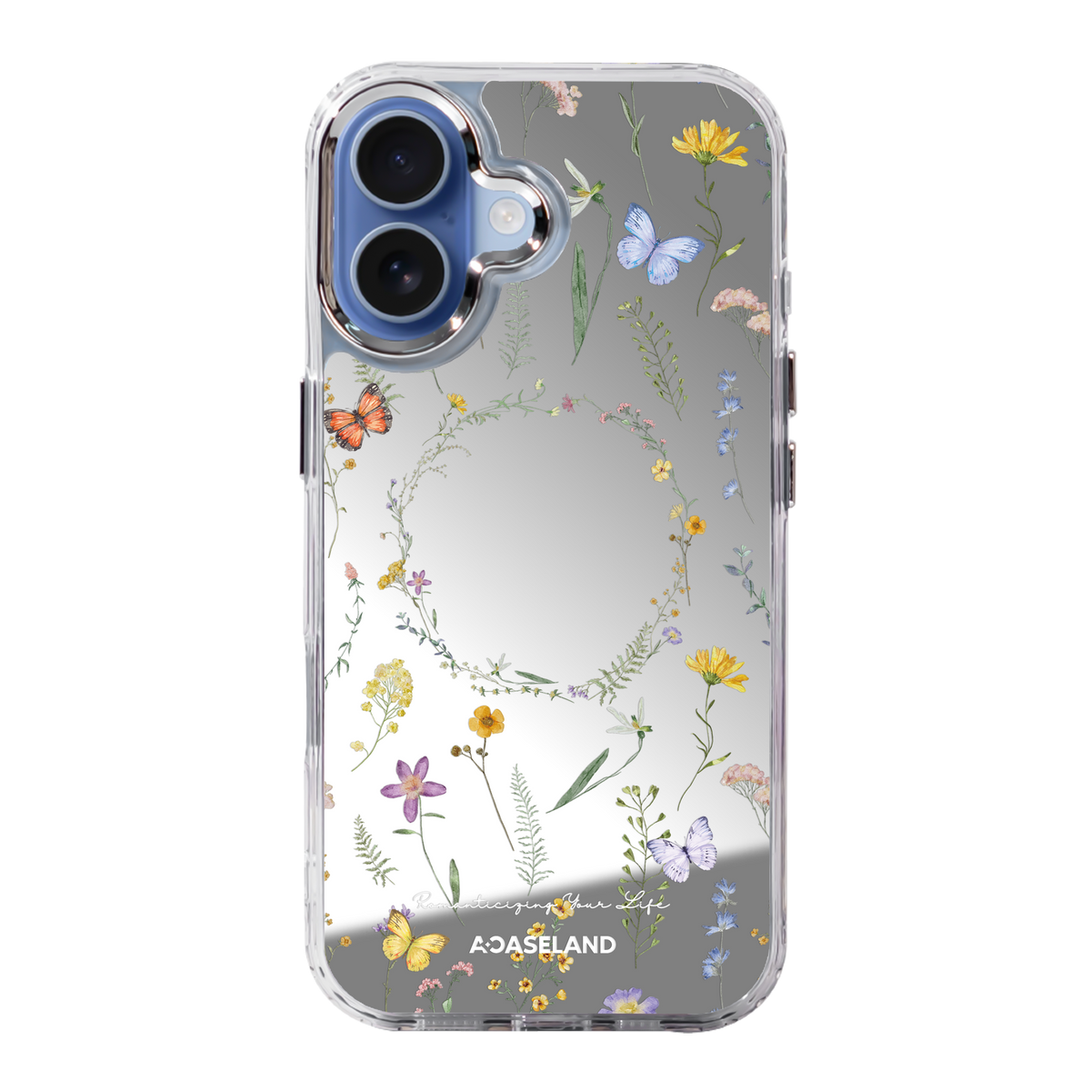 Butterfly x Wildflowers 透明邊鏡面手機殼