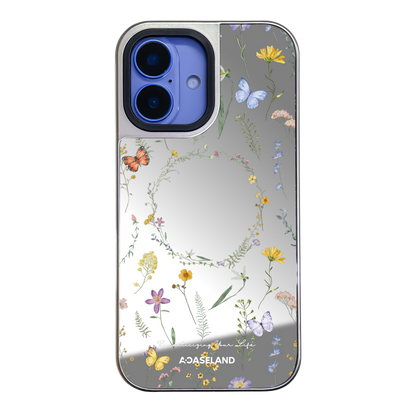 Butterfly x Wildflowers 銀邊鏡面手機殼｜MagSafe 兼容