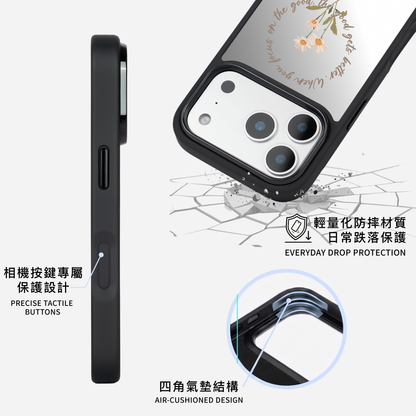 復古小花環 黑色邊鏡面手機殼2.0｜MagSafe 兼容